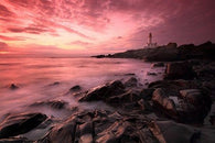 SCARLET SUNSET contemporary art photo ROCKY BEACH clouds UNIQUE 24X36 new