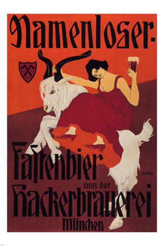 Namenloser Fastenbier VINTAGE AD POSTER O L Naegele Germany 1904 24X36 art