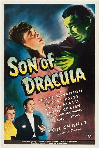 horror movie vintage poster SON OF DRACULA 1943 JON CHANEY collectors 24X36
