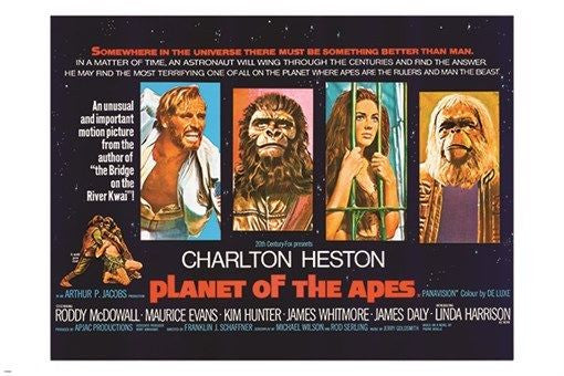 vintage PLANET OF THE APES movie poster CHARLTON HESTON famous actor 24X36