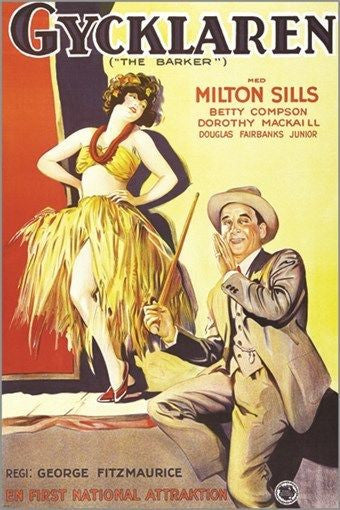 1928 vintage movie poster THE BARKER milton sills PART-TALKIE drama 24X36