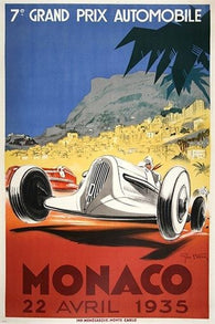 automobile grand prix MONACO 1935 vintage ad poster SPORTY STYLE 24X36 new