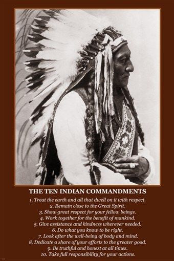 THE 10 INDIAN COMMANDMENTS vintage photo poster INSPIRATIONAL historic 24X36