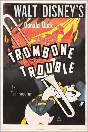 1944 trombone trouble CLASSIC MOVIE POSTER disney's DONALD DUCK 24X36 gem