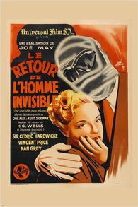 vintage FRENCH MOVIE POSTER the invisible man returns JOE MAY unusual 24X36