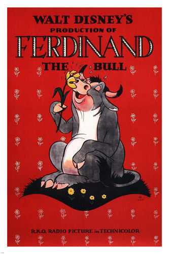 Walt Disney's Ferdinand the bull MOVIE POSTER 1938 24X36 VINTAGE CARTOON