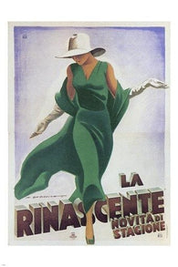 la rinascente MARCELLO DUDOVICH vintage ad poster STYLISH LADY 24X36 bold
