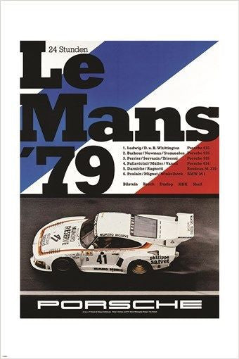1979 vintage car poster LE MANS renowned race EUROPEAN 24X36 rare