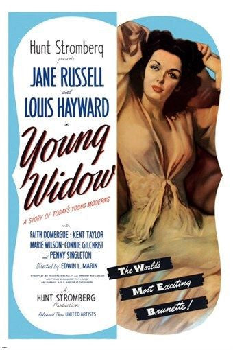 JANE RUSSELL & LOUIS HAYWARD in YOUNG WIDOW vintage movie poster 24X36 SEXY