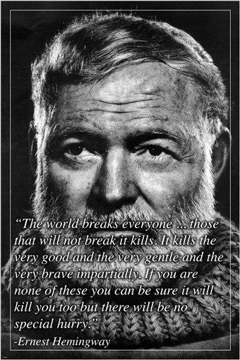 ERNEST HEMINGWAY renowned author PHOTO QUOTE POSTER motivational 24X36 NEW