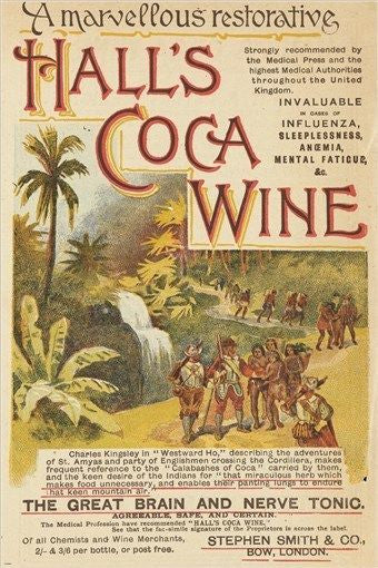 HALL'S COCA WINE vintage ad poster THE GREAT BRAIN & NERVE TONIC 24X36 new
