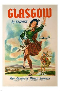 GLASGOW vintage travel poster KILT HAT SCOTTISH traditional dance 24x36 NEW