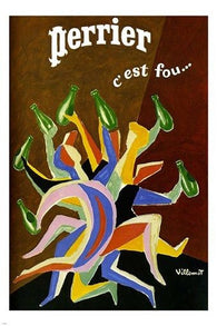 perrier vintage ad poster by villemot MODERN ART COLORFUL FRENCH 24X36 hot