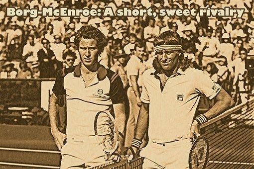 CLASSIC tennis rivalry BORG-MCENROE sepia-tone poster FAMOUS ATHLETES 24X36
