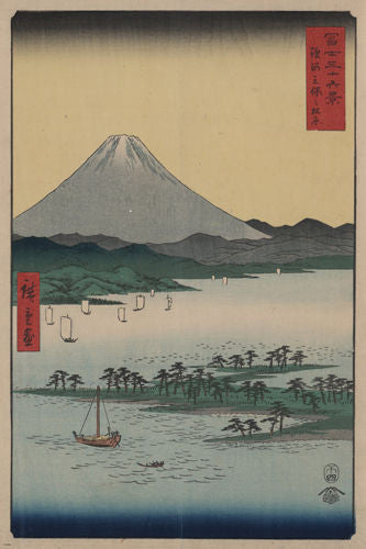 Mihojapan FINE ART PRINT POSTER Japanese 24X36 RIVER SAILBOATS mount fuji