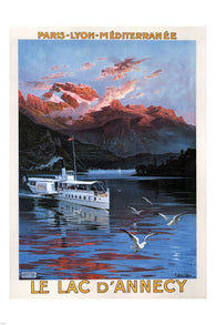 Lake D'Annecy VINTAGE TRAVEL POSTER d'Alési FRANCE 1900 24X36 BOAT CRUISE