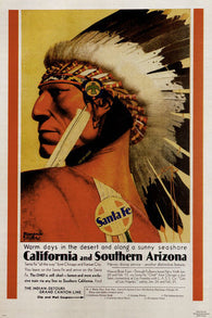 CALIFORNIA & SOUTHERN ARIZONA vintage ad poster H VILLA US 1930 24X36 rare