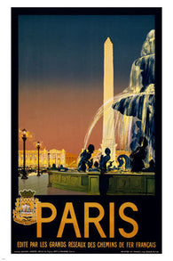 PARIS TRAVEL POSTER For French Railway Networks 1930 24X36 VINTAGE