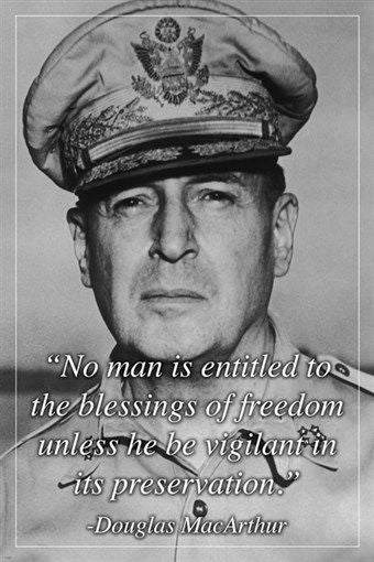 DOUGLAS MACARTHUR 5-star general PHOTO QUOTE POSTER inspirational 24X36 GEM