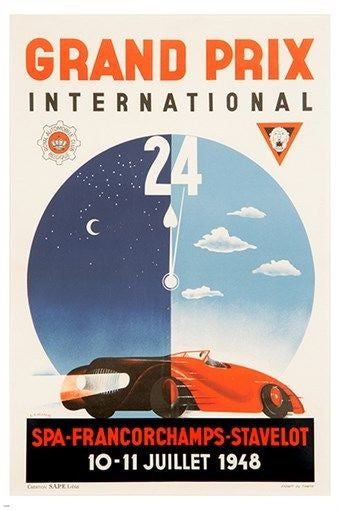 grand prix international FRANCOCHAMPS vintage ad poster SPORTS CAR 24X36