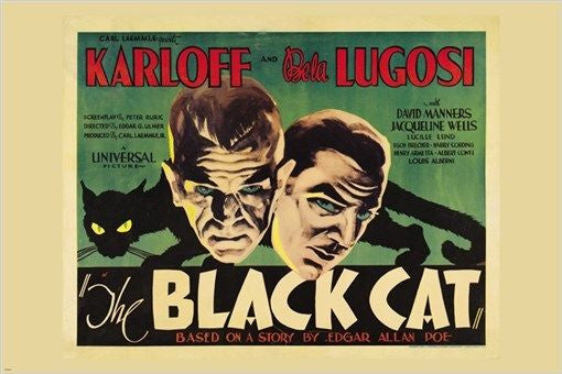 KARLOFF and LUGOSI in THE BLACK CAT vintage movie poster SCARY MYSTERY 24X36
