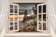 window into lighthouse CLASSIC SCENIC POSTER rocks trees STORMY SKY 24X36