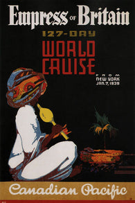 empress of BRITAIN VINTAGE AD POSTER N. FRASER Canada 1938 24X36 BOAT CRUISE
