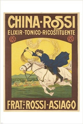 CHINA-ROSSI tonic VINTAGE AD POSTER woman on horse COLLECTORS 24X36 rare