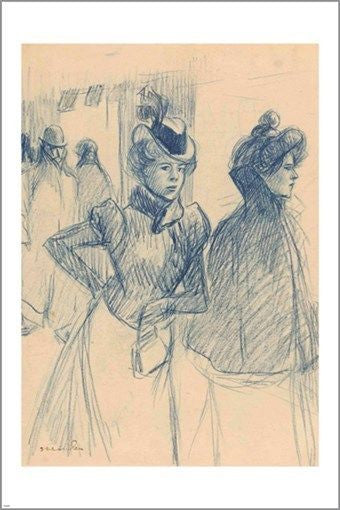alexandre steinlen drawing VINTAGE ART POSTER dressed up ladies HAT 24X36