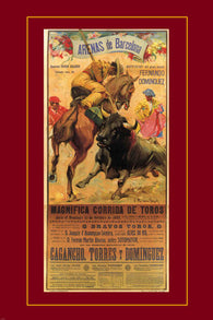 VINTAGE SPANISH ARENAS DE BARCELONA BULLFIGHT poster matador bull 24X36  -PW9