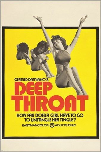 DEEP THROAT vintage adult movie poster AQUARIUS 1972 provocative 24X36 RARE