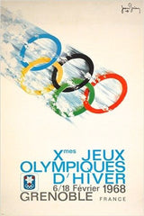 10th OLYMPIC GAMES vintage sports poster FRANCE 1968 colorful RARE 24X36 NEW