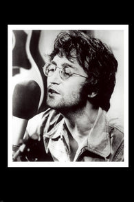 JOHN LENNON SINGING AT THE MIC poster RARE b/w former BEATLE 24X36-PW0