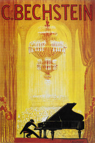 VINTAGE C. BECHSTEIN POSTER 1920 24X36 grand piano concert RARE decorative!