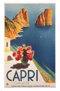 Capri VINTAGE TRAVEL POSTER Mario Puppo ITALY 1952 24X36 RARE prized