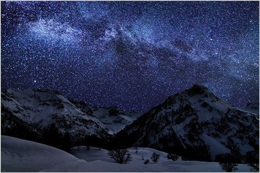 a WINTER NIGHT with MANY STARS inspirational photo poster SKY BEAUTY 24X36