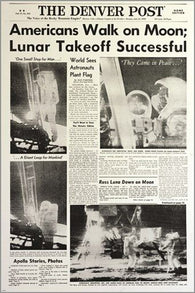 historical astronaut moon landing poster NEWSPAPER HEADLINE 24X36 journalism
