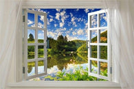 Window onto beautiful Lake SCENIC POSTER 24X36 water reflection BLUE SKY