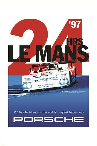 vintage car racing poster LE MANS 24 HRS classic one-of-a-kind 24X36