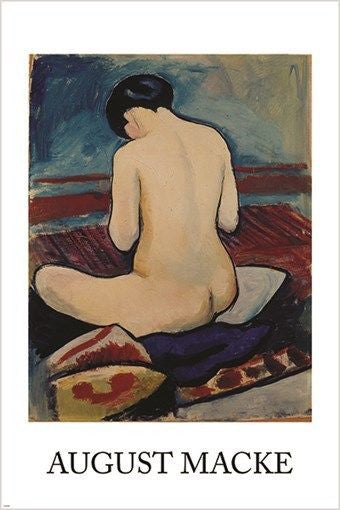 sitting NUDE with PILLOW vintage IMPRESSIONIST poster AUGUST MACKE 24X36 new