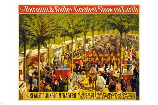 the BARNUM & BAILEY vintage circus poster JUNGLE ANIMALS 24X36 collectors