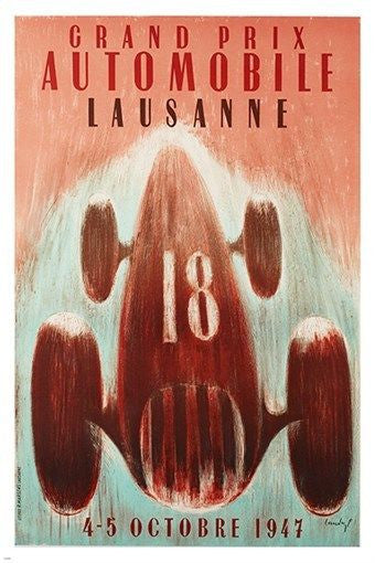 1947 grand prix automobile LAUSANNE LANDRY vintage ad poster 24X36 SPORTY