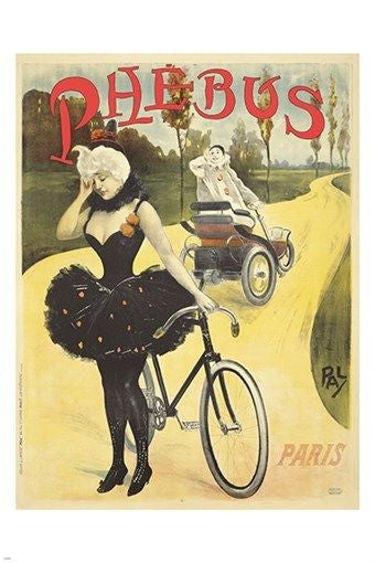 vintage FRENCH CYCLE ad poster BALLET TUTU exceptional SINGULAR ART 24X36