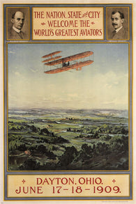 welcome WRIGHT'S BROS. aviators vintage poster PLANE EXHIBITION USA 24X36