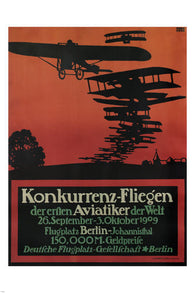 COMPETITION FLYING vintage ad poster L BERNHARD GERMANY 1909 24X36 aviation
