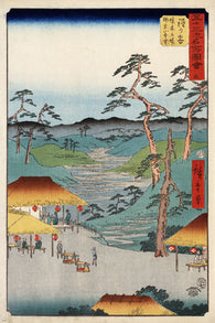 Hiroshige- Hodogaya Fine Arts POSTER 1855 24X36 japanese painting RARE!