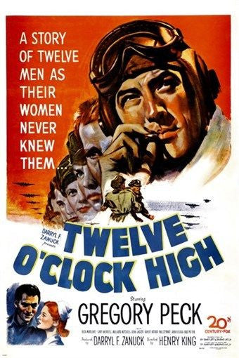 1949 TWELVE O'CLOCK HIGH movie poster GREGORY PECK action drama drugs 24X36