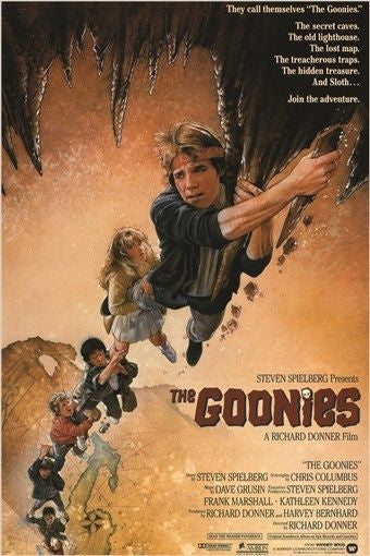 1985 VINTAGE MOVIE POSTER the goonies BROTHERS treasure map ADVENTURE 24X36