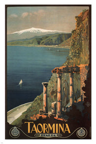 Taormina VINTAGE TRAVEL POSTER Mario Borgoni Italy 1927 24X36 SENSATIONAL!