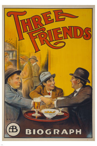 THREE FRIENDS - A BIOGRAPH FILM Vintage Movie Poster 24X36 FELLOWSHIP Rare